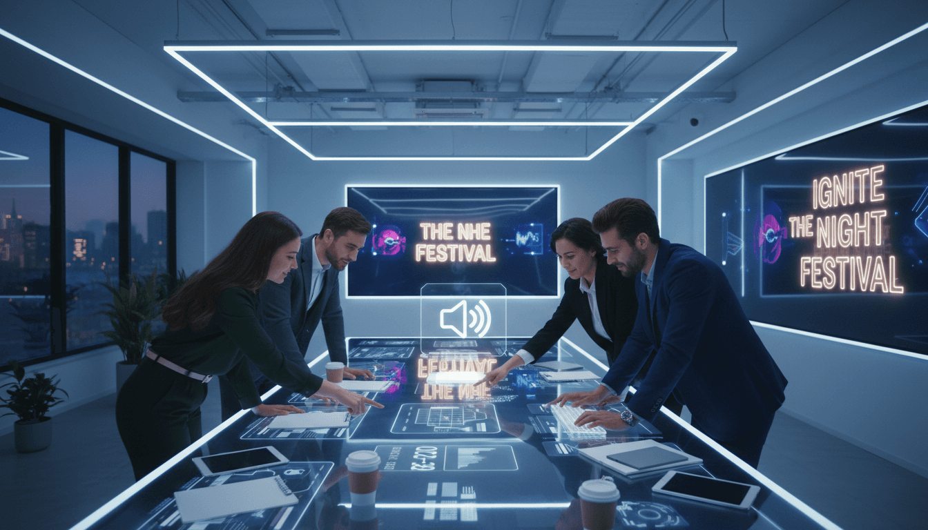 Event marketing team planning a promotional campaign in a bright modern office